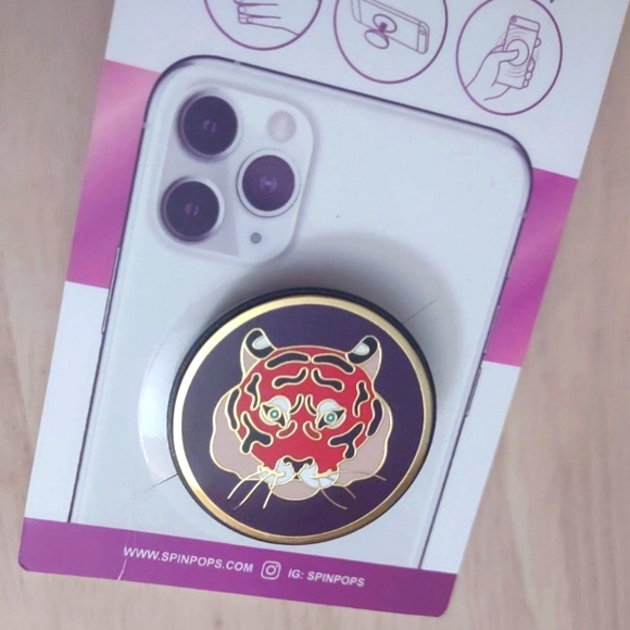 Bengal Tiger Gold Spinpop Phone Pop Grip Holder Accessory - Picture 1 of 1